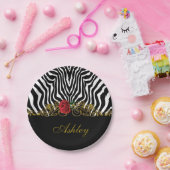 Abstract Zebra - Rood zwart - wit goud Papieren Bordje (Feest)