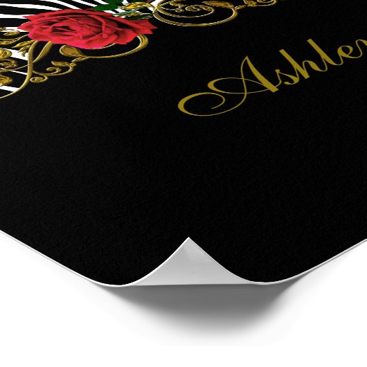 Abstract Zebra - Rood zwart - wit goud Poster (Hoek)