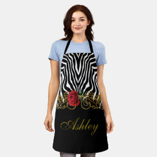 Abstract Zebra - Rood zwart - wit goud Schort