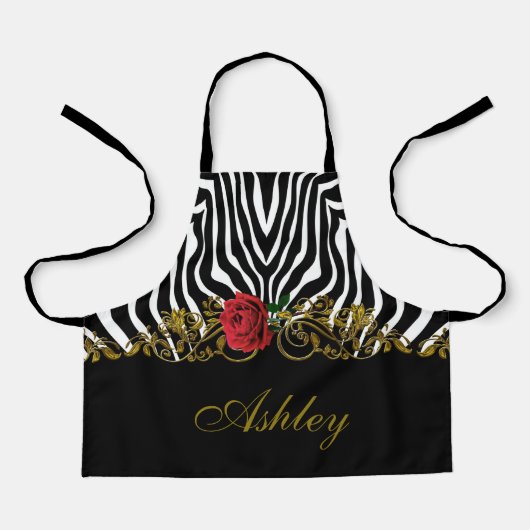 Abstract Zebra - Rood zwart - wit goud Schort (Voorkant)