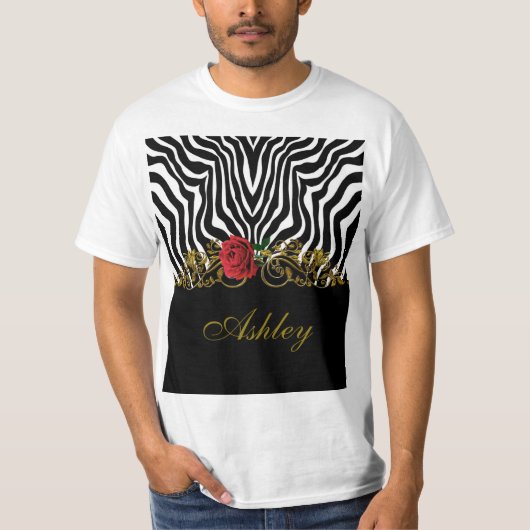 Abstract Zebra - Rood zwart - wit goud T-shirt (Voorkant)