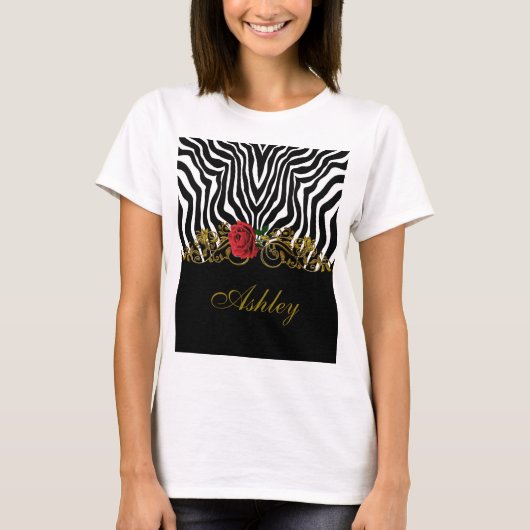 Abstract Zebra - Rood zwart - wit goud T-shirt (Voorkant)