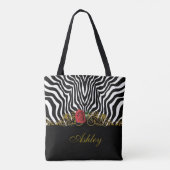 Abstract Zebra - Rood zwart - wit goud Tote Bag (Achterkant)