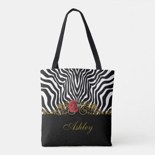 Abstract Zebra - Rood zwart - wit goud Tote Bag (Achterkant)