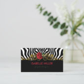 Abstract Zebra - Rood zwart - wit goud Visitekaartje (Staand voorkant)