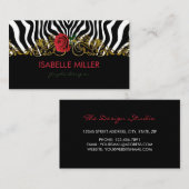 Abstract Zebra - Rood zwart - wit goud Visitekaartje (Voorkant / Achterkant)