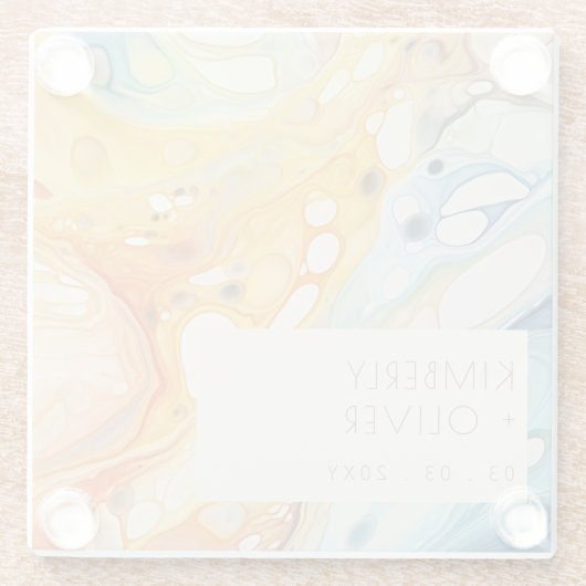 Abstract Zee golven en zandstenen strand bruiloft Glazen Onderzetter (Achterkant)