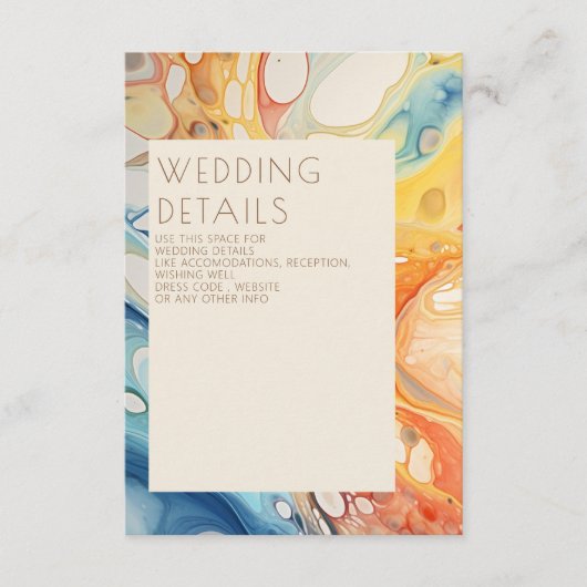 Abstract Zee golven en zandstenen strand bruiloft Informatiekaartje (Voorkant)
