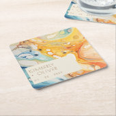 Abstract Zee golven en zandstenen strand bruiloft Kartonnen Onderzetters (Schuin)