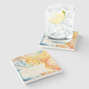 Abstract Zee golven en zandstenen strand bruiloft Stenen Onderzetter