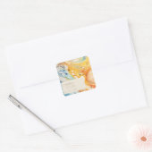 Abstract Zee golven en zandstenen strand bruiloft Vierkante Sticker (Envelop)
