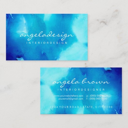 Abstract Zee Ink Blue Ocean Ombre Visitekaartje (Voorkant / Achterkant)