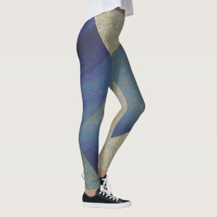 Abstract zeegezicht gebroken zigzag golven 09 leggings
