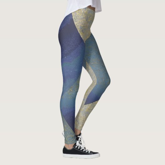 Abstract zeegezicht gebroken zigzag golven 09 leggings (Rechts)