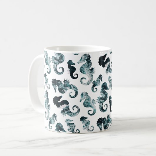 Abstract zeepaardpatroon koffiemok (Voorkant links)