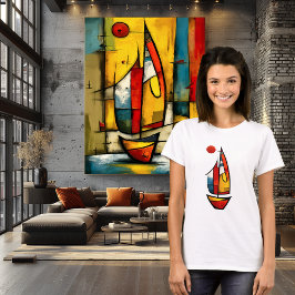 Abstract Zeilboot | Expressionistische Nautilsche T-shirt