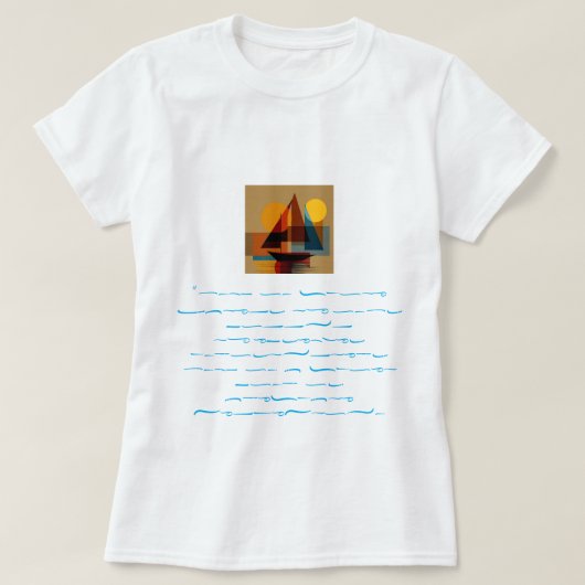 Abstract Zeilboot Kunst Wit T-Shirt Beschrijving: (Design voorkant)