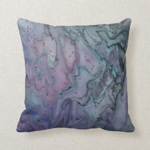 Abstract Zen Marked Paars Blauwgroen en zwart Kussen
