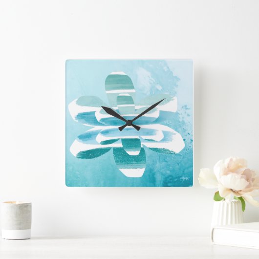 Abstract Zen Wall Clock – Blue Minimal Modern Home Vierkante Klok (Huis)