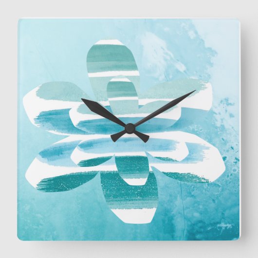 Abstract Zen Wall Clock – Blue Minimal Modern Home Vierkante Klok (Voorkant)