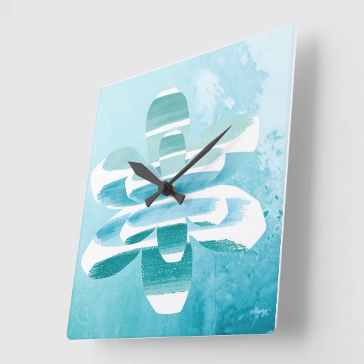 Abstract Zen Wall Clock – Blue Minimal Modern Home Vierkante Klok (Hoek)