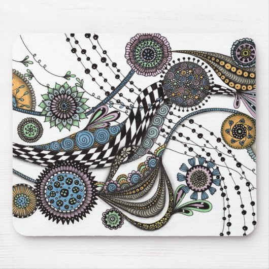 Abstract Zentangle Bloemstuk Bureaumat Muismat (Voorkant)