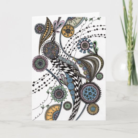 Abstract Zentangle Bloemstuk Kunst Lege Notitiekaa Kaart (Voorkant)