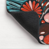 Abstract Zentangle Teal en Koraalrode Muismat (Hoek)