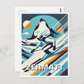 Abstract Zermatt Zwitserland Skiën Briefkaart (Voorkant / Achterkant)