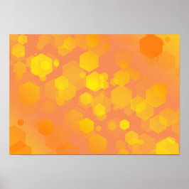 Abstract zeshoekige kunst - gele en oranje tinten poster