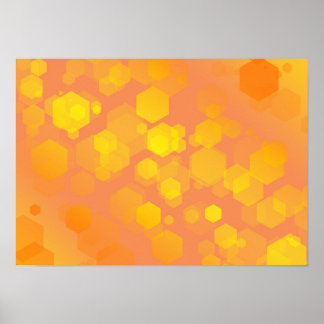 Abstract zeshoekige kunst - gele en oranje tinten poster