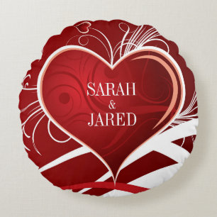 Abstract zeugen en zeugen van Girly Red en White Rond Kussen