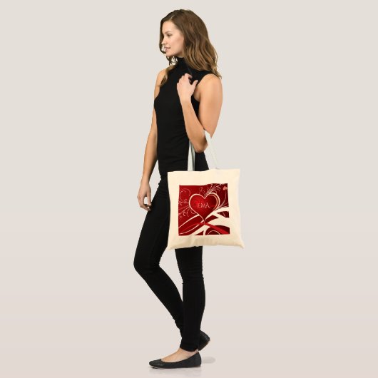 Abstract zeugen en zeugen van Girly Red en White Tote Bag (Voorkant (model))