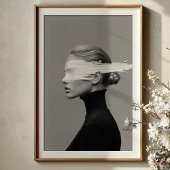 Abstract zicht: zwart-witpenlijnportret poster