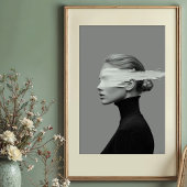 Abstract zicht: zwart-witpenlijnportret poster