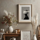 Abstract zicht: zwart-witpenlijnportret poster