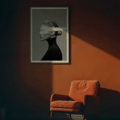 Abstract zicht: zwart-witpenlijnportret poster