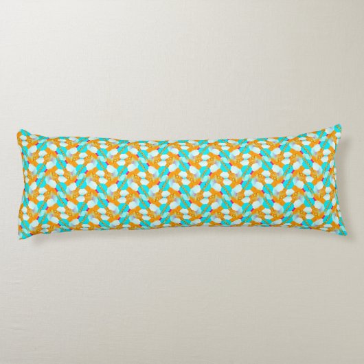 Abstract Zig Zag Aqua Oranje Body Pillow Lichaamskussen (Achterkant)
