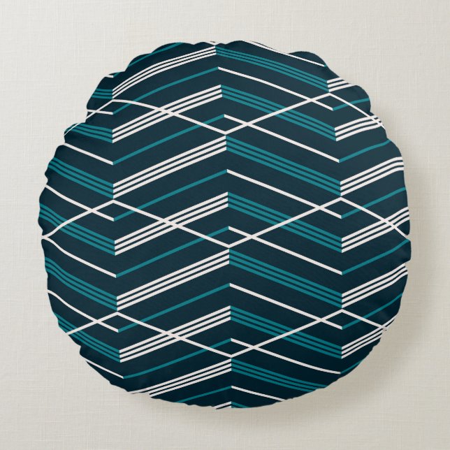 Abstract zigzag: elegant  geometrisch. rond kussen (Voorkant)