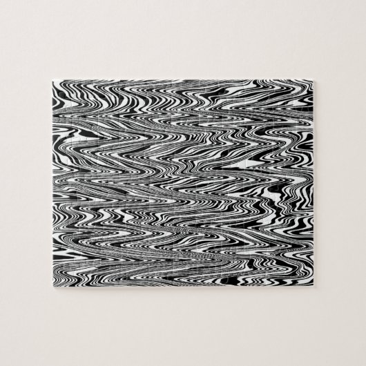 Abstract Zigzag Zigzag Swirl zwart/wit Legpuzzel (Horizontaal)