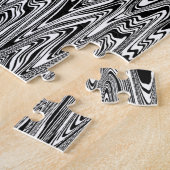 Abstract Zigzag Zigzag Swirl zwart/wit Legpuzzel (Zijkant)