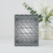 Abstract zilver en zwart Tulip Boteh Pattern Briefkaart (Staand voorkant)