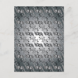Abstract zilver en zwart Tulip Boteh Pattern Briefkaart