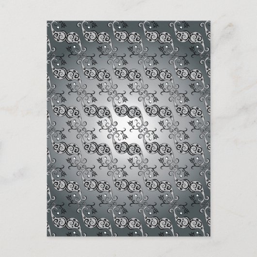 Abstract zilver en zwart Tulip Boteh Pattern Briefkaart (Voorkant)
