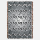 Abstract zilver en zwart Tulip Boteh Pattern Deken (Voorkant Verticaal)