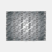 Abstract zilver en zwart Tulip Boteh Pattern Fleece Deken (Voorkant (Horizontaal))