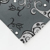 Abstract zilver en zwart Tulip Boteh Pattern Fleece Deken (Hoek)