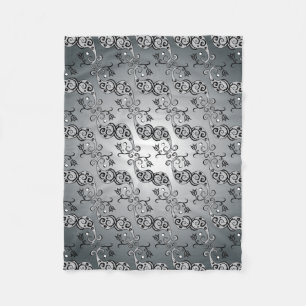 Abstract zilver en zwart Tulip Boteh Pattern Fleece Deken
