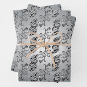 Abstract zilver en zwart Tulip Boteh Pattern Inpakpapier Vel (In situ)