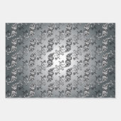 Abstract zilver en zwart Tulip Boteh Pattern Inpakpapier Vel (Voorkant)